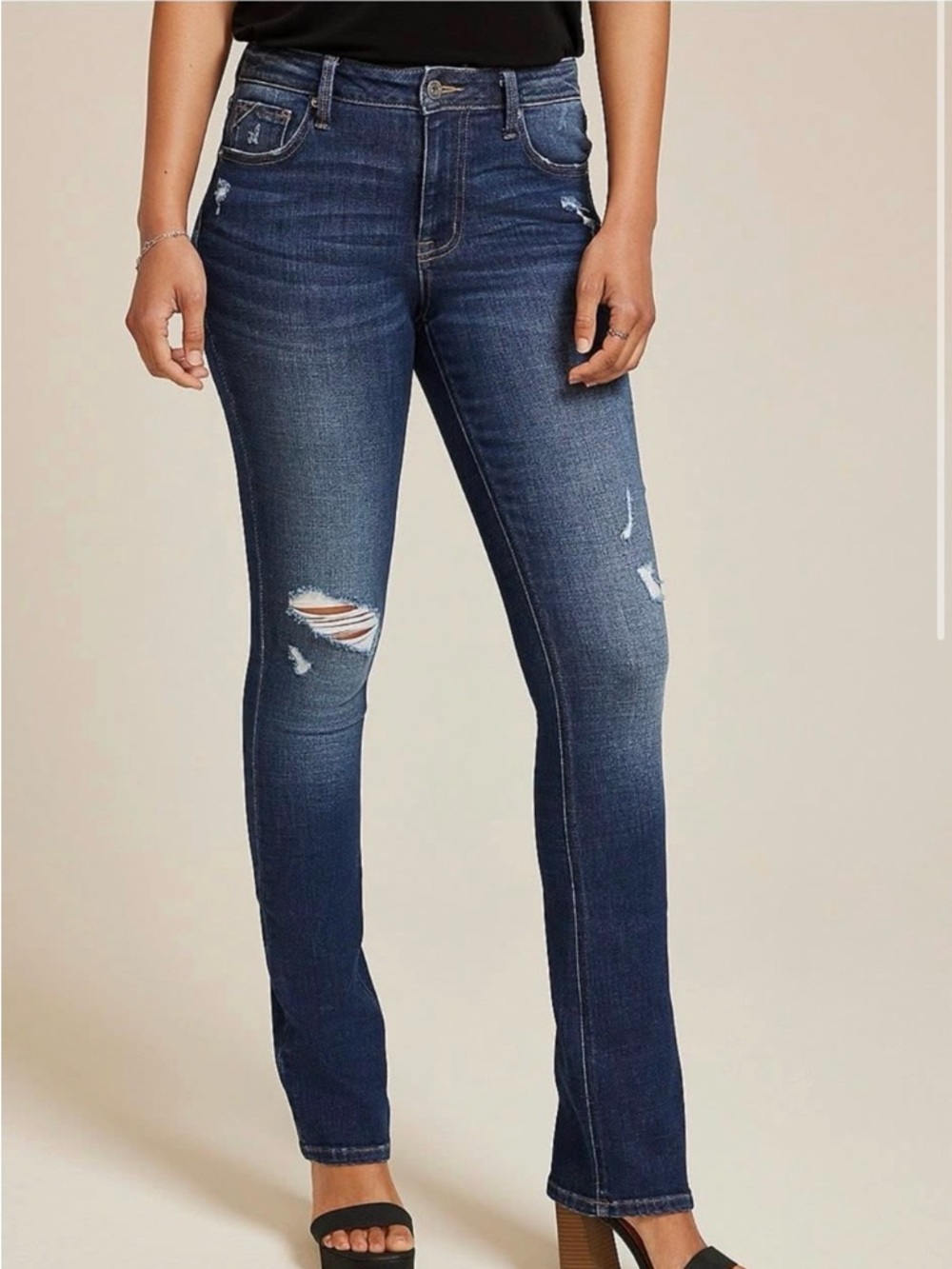 Maurices Dark Blue Skinny Distressed Jeans